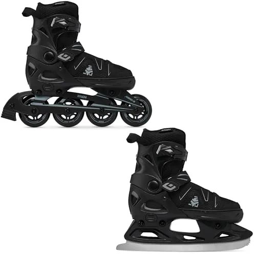 RAVEN Pulse 2in1 Schlittschuhe Inline Skates Inliner für Kinder und Erwachsene verstellbar (PRO Black, 40-43 (25,5-28cm))
