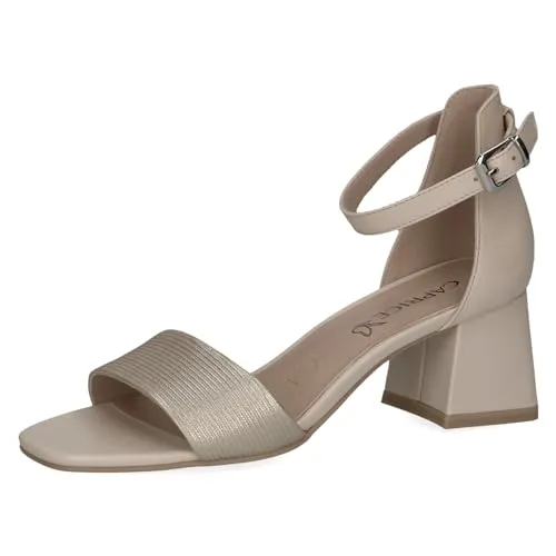 CAPRICE Damen Sandalen mit Absatz aus Leder, Beige (Cream Comb) - 39 EU - Wanderschuhe mit Antishokk-Dämpfung für optimalen Komfort und Schutz der Gelenke. Ideal für schicke Anlässe und lange Tragezeiten.