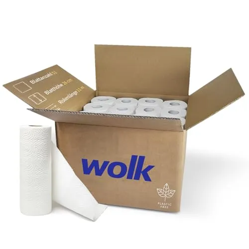 Küchenrolle Plastikfrei - 3-lagig & Saugstark - Haushaltsrollen mit 16 Rollen, parfümfrei und ohne Plastikumverpackung. Ideal für umweltbewusste Haushalte, bietet höchste Saugkraft für alle Reinigungsaufgaben.