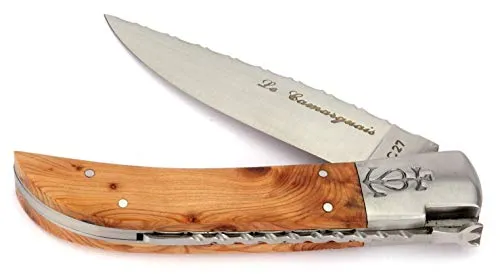 Le Camarguais 12 cm Taschenmesser 20090C - Griffschalen Wacholder-Holz - Klinge 10 cm Stahl 12C27-1 Backe