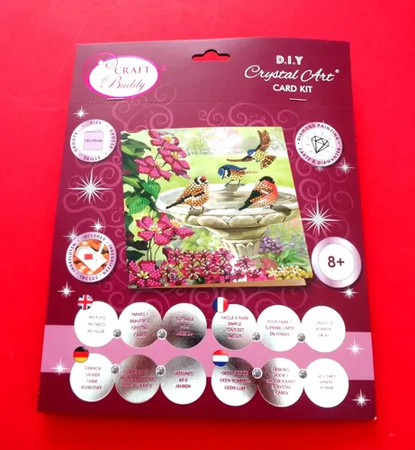 CRYSTAL ART Bastelset Grußkarten Kreativset Vögel  18 x 18 cm