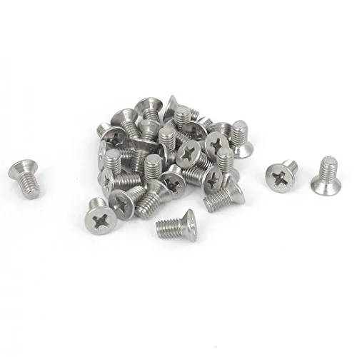 sourcing map 30 stück M5 x 10mm Kreuzschlitz Flacher Kopf Gesengt Schrauben Maschinenschraube DE de
