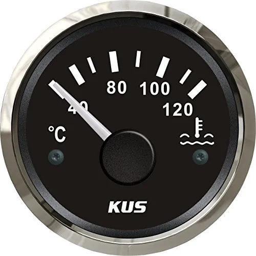 KUS Wasserdichte Wassertemperaturanzeige, Temperaturanzeige, Meter 40 – 120 ℃ mit Hintergrundbeleuchtung 12 V/24 V, 52 mm