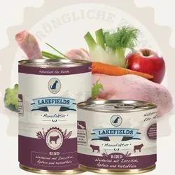 Lakefields Premium Hundefutter Nass | Rind 61% | Getreidefreies Nassfutter - Hundefutter mit 61% hochwertigem Rind, ideal für ernährungssensible Hunde. Aus natürlichen Zutaten in Lebensmittelqualität, ohne Getreide und Füllstoffe – für eine gesunde Verdauung und artgerechte Ernährung.