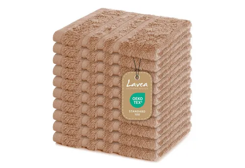 Lavea Handtuch Set Frottierserie Elena, Seiftuch in braun von Lavea