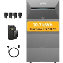 Anker SOLIX Solarbank 3 E2700 Pro mit 10.7 kWh Speicher - Balkonkraftwerk mit modular erweiterbarem Akku-System für maximale Energieeffizienz. Intelligente KI-Steuerung optimiert Verbrauch und spart Kosten.