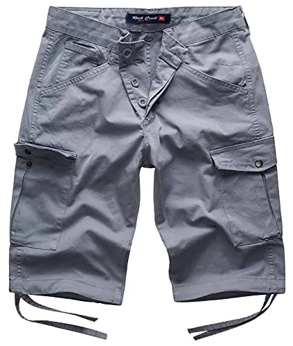 Rock Creek Herren Cargo Shorts Chinoshorts Kurze Hose Short Cargoshorts Sommer Kurzehose Sommerhose Bermudas Stretch Short RC-393 Grau W40