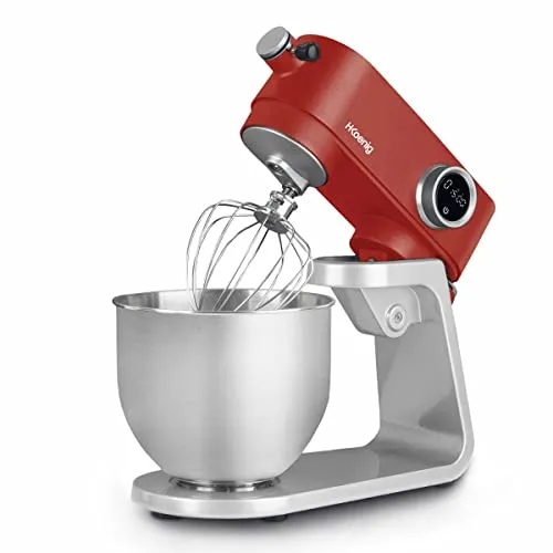H.Koenig KM124 Küchenmaschine 5L - Multifunktionell & Leistungsstark - Universalküchenmaschine mit 5 L Edelstahlbehälter und 800 W Leistung, ideal für große Mengen und präzise Zubereitung dank 8 Geschwindigkeitsstufen und Digitalanzeige.