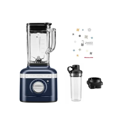 KitchenAid K400 Standmixer Smoothiepaket - Tintenblau - Leistungsstarker Standmixer mit 1.200 Watt für perfekte Mix-Ergebnisse. Inklusive 500 ml Mitnahmebehälter für Smoothies und Rezeptheft mit 28 Ideen. Ideal für die Zubereitung von leckeren Getränken auch unterwegs.