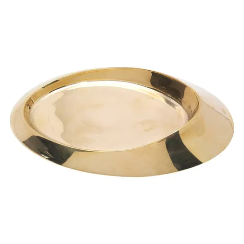 Kerzenteller Oval 13x9cm Innen Messing Gold Glanz Untersetzer Tablett Tischdeko