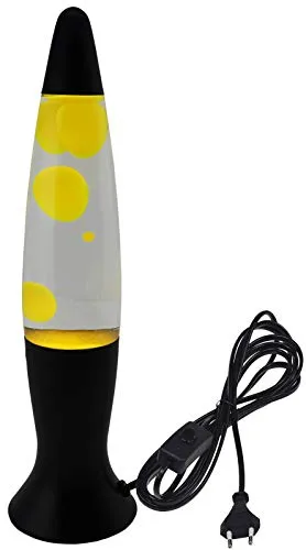 ChiliTec Lavalampe 40cm 1,5m Kabel Schalter Tischleuchte 230V inkl. Leuchtmittel Schwarz Gelb
