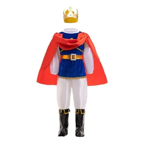 Lito Angels 6 Stück Prinz Charmant Königlicher König Kostüm Kleid Verkleidung mit Krone für Kinder Jungen Größe 9-10 Jahre 140, Blau
