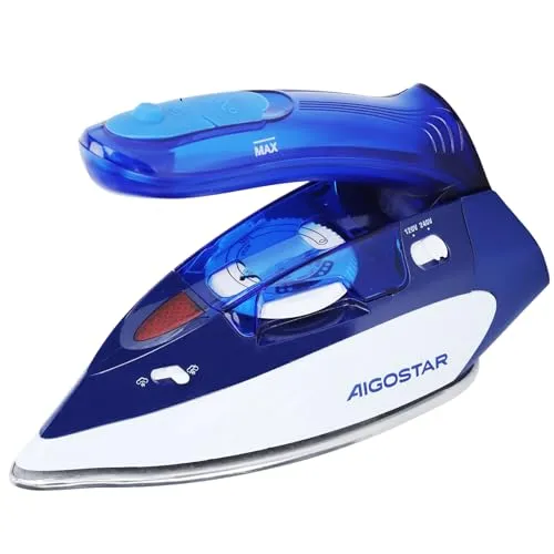 Aigostar Reise-Dampfbügeleisen 1100W - Reisebügeleisen mit faltbarem Griff und 80ml Wassertank, ideal für unterwegs und mit Dual-Spannung für weltweite Nutzung.