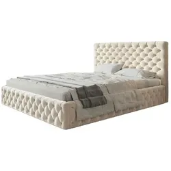 AlpiMeble Polsterbett Miami Slim 160 x 200 cm - Bequemes Doppelbett mit elegantem Kopfteil, praktischem Bettkasten für zusätzlichen Stauraum und stabilem Lattenrost aus Holz für erholsamen Schlaf.