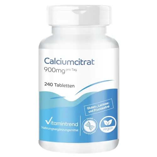 Vitamintrend Calcium hochdosiert 900mg – 240 Tabletten, vegan und ohne Zusätze