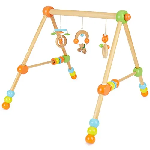BIECO Baby Gym Spieltrapez - höhenverstellbar und aus Holz - Spielbogen aus hochwertigem Holz, höhenverstellbar und ideal für die frühkindliche Förderung ab Geburt. Sicherheitshinweis: Nur unter Aufsicht von Erwachsenen.