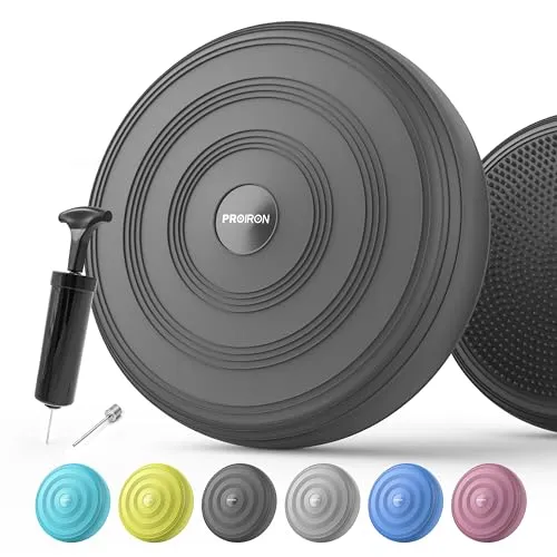PROIRON Ballsitzkissen, Balance Pad 34cm, Noppenkissen für aufrechte Körperhaltung, Fitness, Gleichgewichts- und Krafttraining inkl. Pumpe (Schwarz)