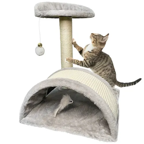 Katzenkratzbaum, Haus, Bett, Kratzbaum, Plüschtunnel + Spielzeug PetJet