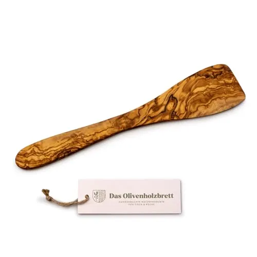DAS OLIVENHOLZBRETT®, Pfannenwender aus Olivenholz/Pfanneschaber/Pfannenheber aus Holz/Bratwender aus Olivenholz / 35 cm