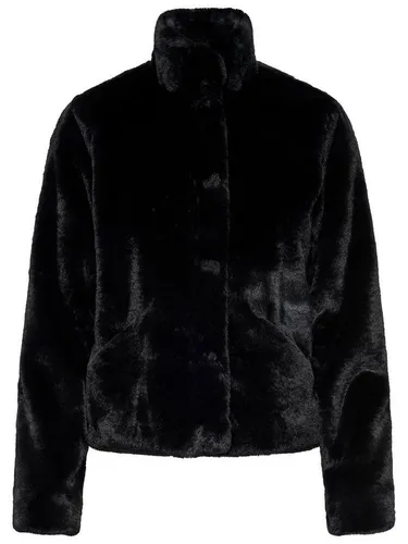 ONLY Fellimitatjacke New Vida schwarz L (40) - Funktionsjacke aus 100% Polyester, mit stylischem Stehkragen und warmem Kunstfell, ideal für kalte Tage.