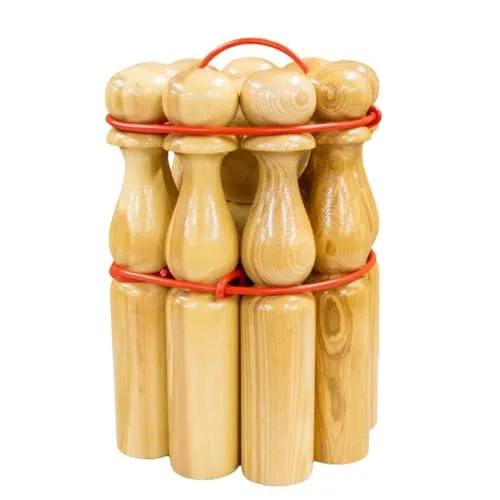 GICO Kegelspiel Kegel Set Bowling aus Holz – Spaß für die ganze Familie - Bowling Set aus hochwertigem Massivholz für drinnen und draußen. Mit 30 cm hohen Kegeln und einer Kugel für stundenlangen Spielspaß. Ideal für Kinder und Erwachsene!