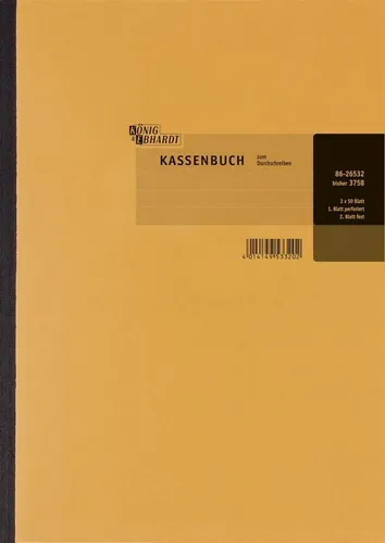 König & Ebhardt Collegeblock 5X Kassenbuch A4 Bruttoverbuchung - Notizblöcke mit Klebebindung, ideal für präzise Finanzverwaltung. Mit selbstdurchschreibendem Papier für einfache Buchungen und praktischem A4-Format.