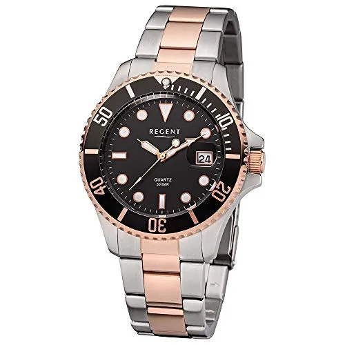 Regent Herren-Armbanduhr Analog Quarz Edelstahl beschichtet 11160246