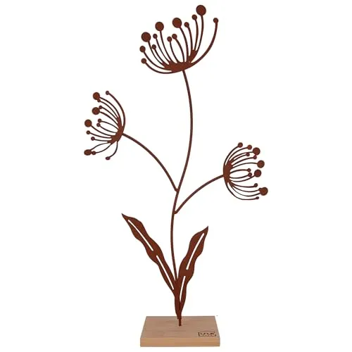 UNUS Deko Aufsteller Blume Silhouette Metall Moderne Wohn- und Gartendeko groß Rost