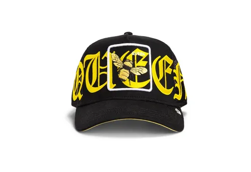 GOORIN Bros. Old English Queen Trucker Cap Schwarz - Stylische Trucker Cap mit Bienenkönigin-Motiv und klassischem Design. Ideal für Freizeit und Alltag, gefertigt aus hochwertigem Polyester und Baumwolle. Ein echter Hingucker für Modebewusste!