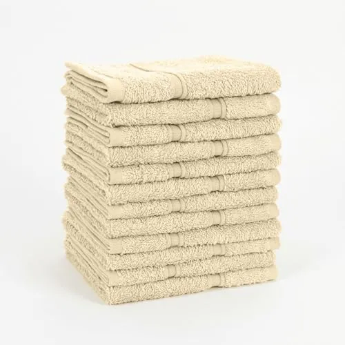 Vency Premium 12er-Pack Gästehandtücher Handtücher für Gesicht und Hände – 100% Baumwolle, weich und saugfähig – 30x30 cm, Beige