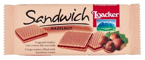 Loacker SANDWICH Hazelnut Wafer Knusprige Waffeln Haselnusscremefüllung 75g