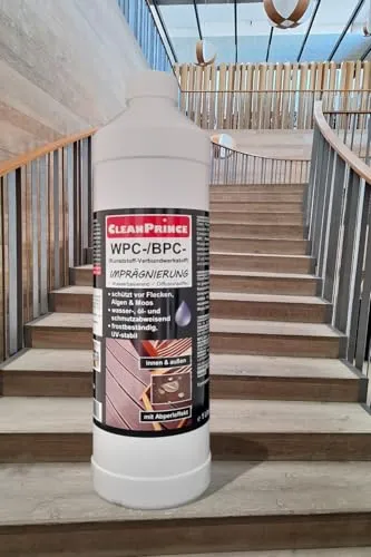 Cleanprince WPC/BPC Imprägnierung 1 Liter transparent farblos | Kunststoffverbundwerkstoff Terrassen Böden Dielen Schutz Imprägniermittel Schutzschild Versiegelung Schutzsiegel