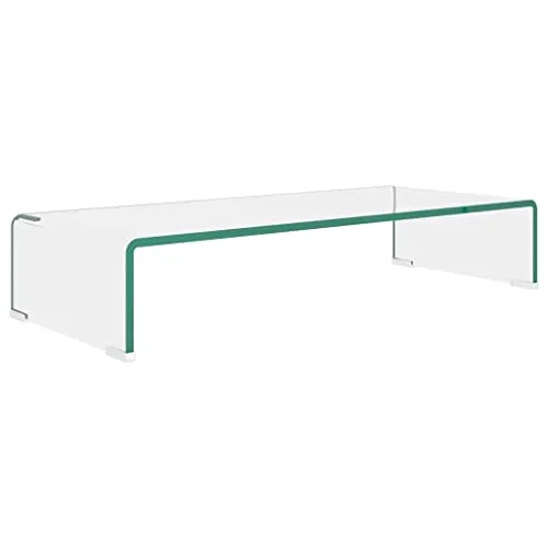 vidaXL TV-Tisch/Bildschirmerhöhung aus Glas, 70x30x13 cm - TV-Schränke mit gehärtetem Glas für verbesserte Sicht und weniger Nackenbelastung. Ideal für Fernseher, Monitore und Multimedia-Geräte.