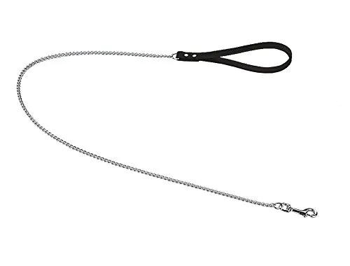 Nobby Kettenleine Professional - 110 cm schwarzbraun, hochwertige Handschlaufe aus Qualitäts-Leder für optimalen Halt