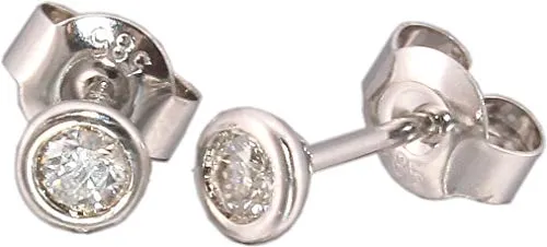 Ohrringe Ohrstecker Solitär Brillant 0.14 carat w/p2 Weißgold 585 14kt Zargenfassung