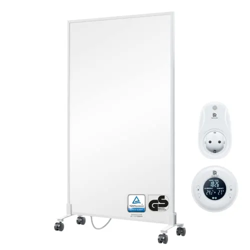 BR Bringer Infrarotheizung Standgerät 800 Watt - Mobile Elektroheizung mit Thermostat und Fernbedienung - Erleben Sie effiziente Wärme mit dieser mobilen Infrarotheizung. Ideal für flexible Nutzung dank Standfüßen mit Rollen. Praktischer Ein-/Ausschalter und TÜV-geprüfte Sicherheit machen sie zur perfekten Wahl für jeden Raum.