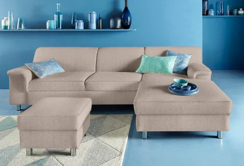 DOMO collection Ecksofa Jamie, modern und elegant, Fußhöhe 9cm, L-Form, wahlweise mit Bettfunktion