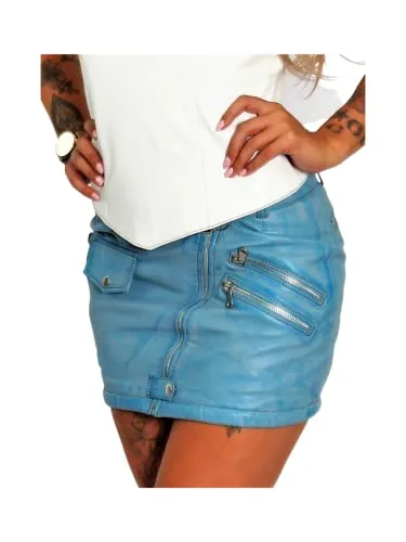 Hellblauer Lederrock aus ECHT-Leder (S) von Be Noble