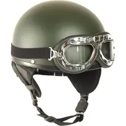 Mil-Tec Retro Helm Halbschale mit Brille grün 61-62 (XL) in grün von Mil-Tec