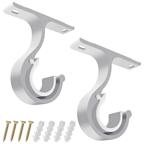 Colexy Gardinenstangenhalter, 2 Stück - Robuste Metall Halterung für Vorhänge - Duschvorhangwinkelstangen mit hoher Tragfähigkeit bis 30 kg, aus langlebiger Aluminiumlegierung, ideal für Schlafzimmer, Badezimmer und Büros.