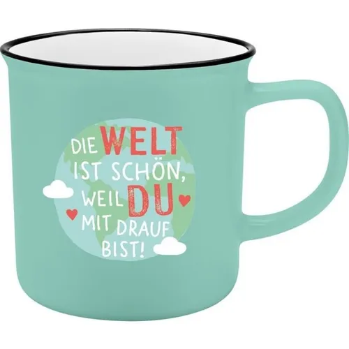 TASSE BECHER XL LIEBLINGBECHER DIE WELT IST SCHÖN 550 ML VON SHEEPWORLD NEU OVP
