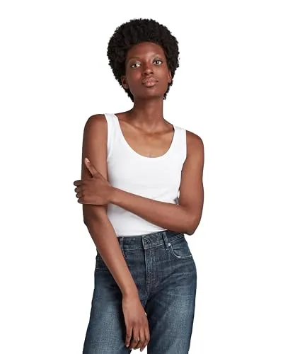 G-STAR Tanktop mit dezenter Stickerei in Weiß, Größe L (40) - Herren-Shirt im Slim Fit, figurbetont und aus 95% Baumwolle, ideal für lässige Outfits. Das dezente Logostickerei verleiht dem Tanktop einen besonderen Akzent.