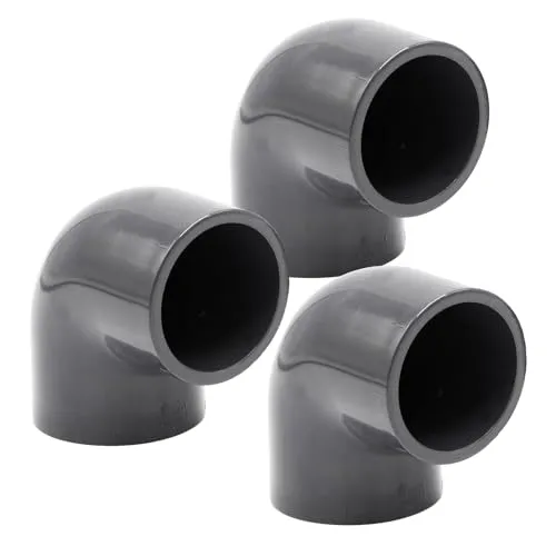 PVC-Winkel-Muffe 90° I 50mm I 1 1/2 Zoll I 3 Stück Klebemuffe I Rohrmuffe mit 2-Anschlüssen I Rohr-Verbindungsstück PVC-Rohr, Fitting I bm088