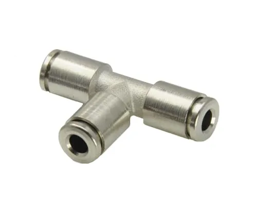 IQS T - Steckverbindung 8 mm - 8 mm Messing vernickelt Standard