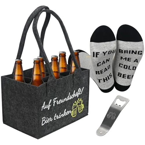 Stück Männerhandtasche Bier, 6 Fächer, lustige Biersocken, Flaschenöffner, Vatertagsgeschenk 3