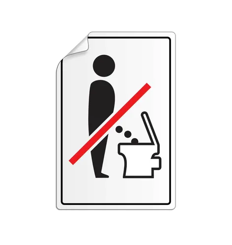 Folienschild Nicht im stehen pinkeln 130x90 mm Aufkleber Bitte setzen Nr.43703