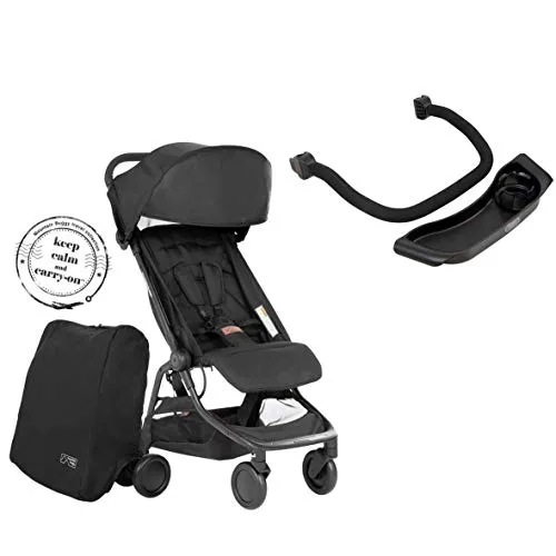Mountain Buggy Nano V3 (2020+) Kinderwagen in der Farbe black inkl. Reisetasche + Bügel + Tablett