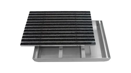 Emco Fußmatte Eingangsmatte DIPLOMAT + Bodenwanne Aluminium, Rips Anthrazit, rechteckig, Höhe: 75 mm, Größe: 600x400 mm, für Innen- und überdachten Außenbereich