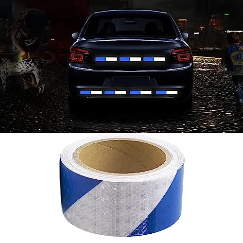Reflektierendes Band Reflektorband Warnaufkleber Blau/Weiß 10m x 5cm Wasserdicht Reflektorband Selbstklebend Warnklebeband Sicherheitsband-Conspicuous Warning Tape für Fahrzeuge Autos Anhänger Boote