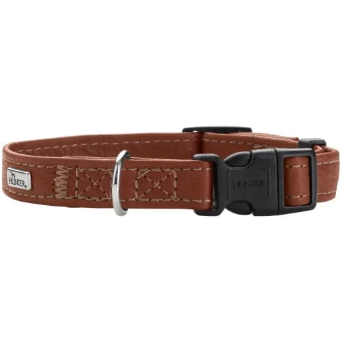Hunter Canadian Up Hunde-Halsband cognac - Tierhalsband aus hochwertigem, durch zertifiziertes Rindsleder, für höchsten Tragekomfort und ideale Passform bei Kleinhunden und Welpen. Made in Germany, ökologisch und schadstofffrei.